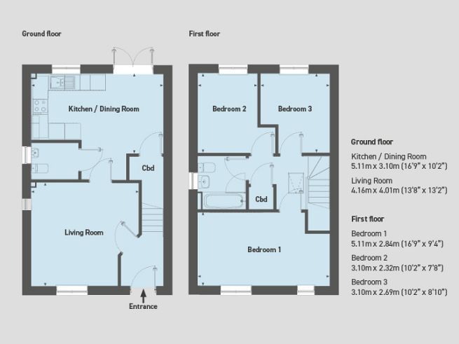 Floor plan 3 bedroom house - artist's impression subject to change